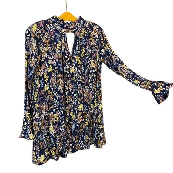 Umgee Floral Long Sleeve Women's tunic Top small trapeze flowy boho cottagecore - Picture 2 of 9